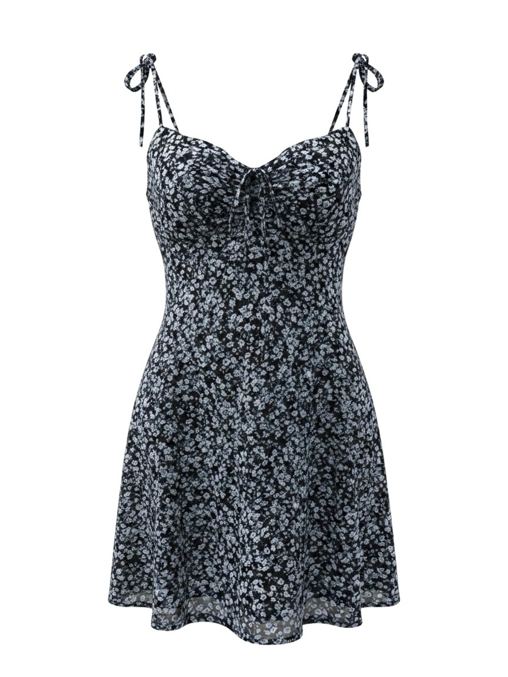 Nasty Gal black and blue floral mini dress Size 10 Whimsygoth Cottagecore Summer